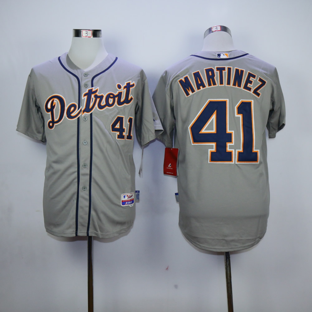 Men Detroit Tigers #41 Martinez Grey MLB Jerseys->detroit tigers->MLB Jersey